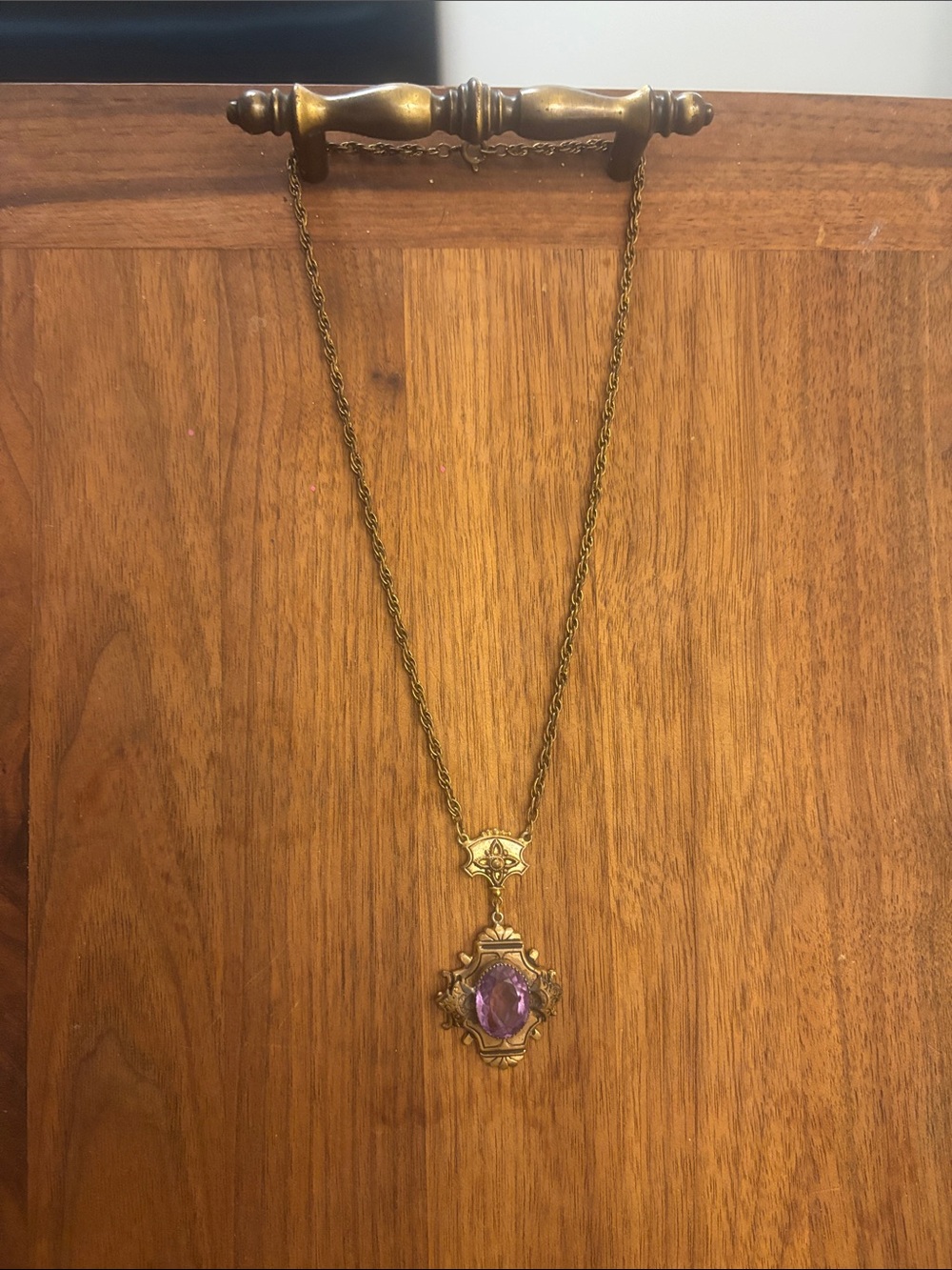 Stunning Antique glass/amethyst light purple necklace